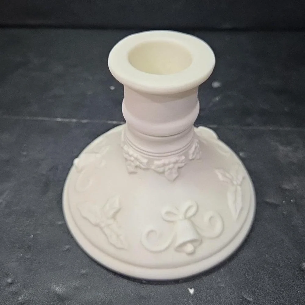 PartyLite Winterset Tealight Taper Holder, Vtg Bell & Holly Accents, Bottom Only
